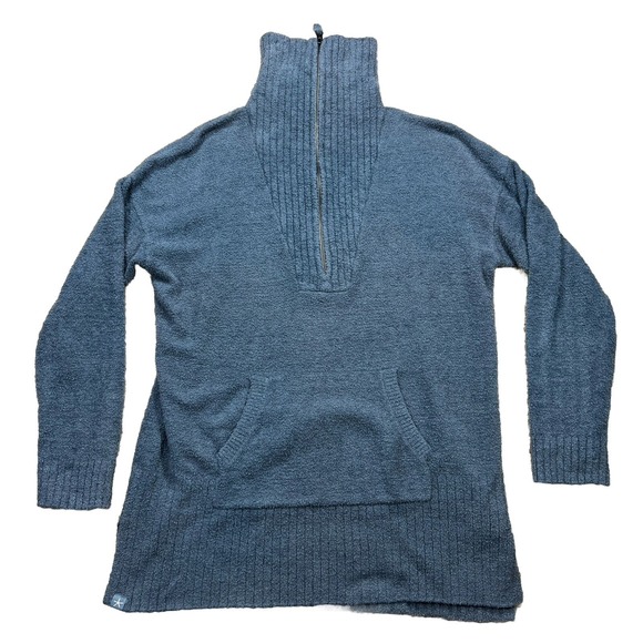 Barefoot Dreams Womens Medium Blue CozyChic Lite Half Zip Tunic BDWCL21476 - Picture 1 of 7